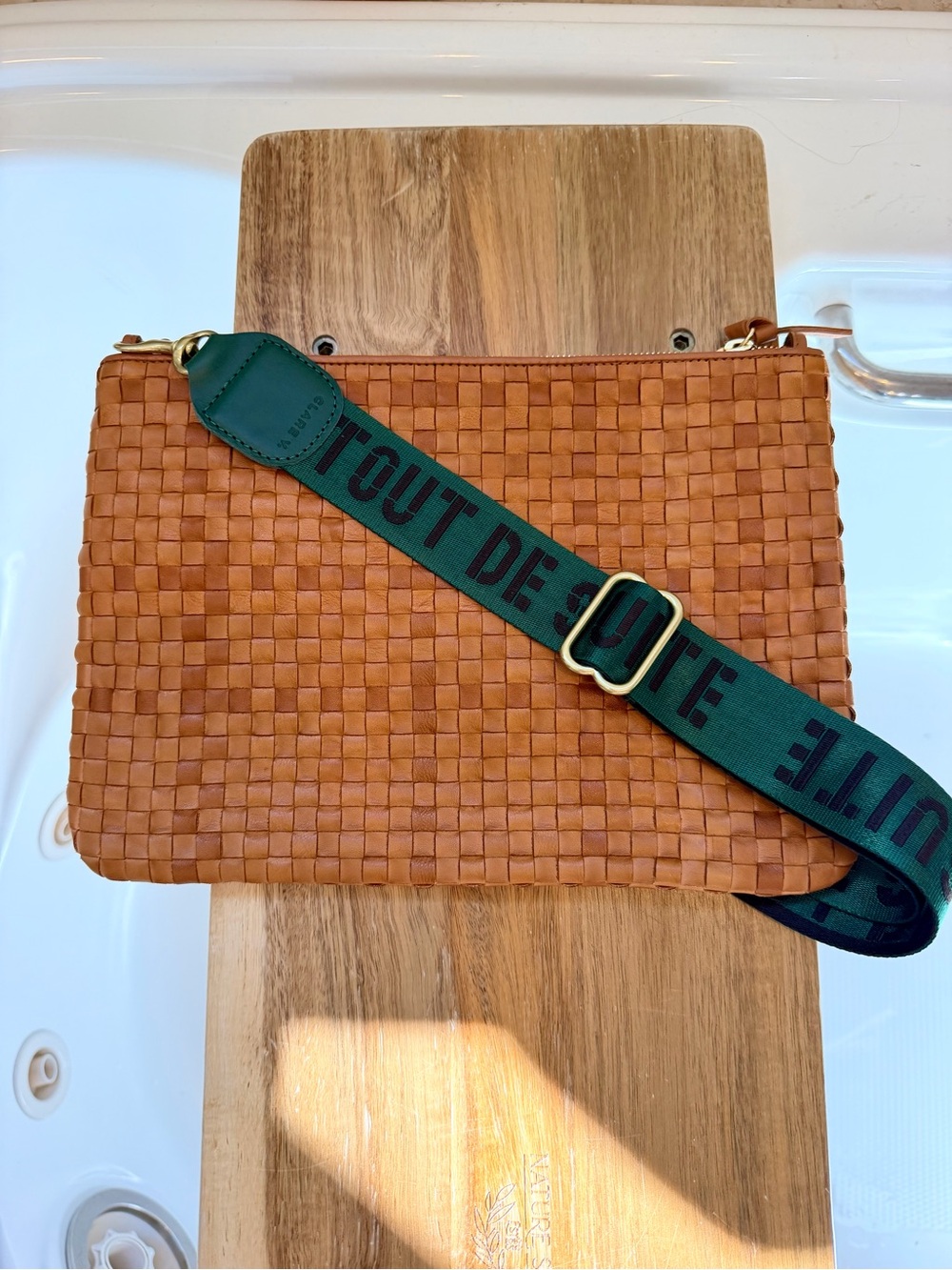 Clare V Flat Clutch w/tabs NWT $295 + Adjustable Crossbody Strap NWT $125